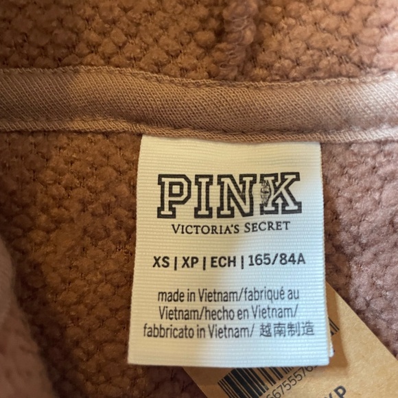 NWT Victoria’s Secret PINK Varsity Sherpa Half Zip Pullover Hoodie - Picture 5 of 9
